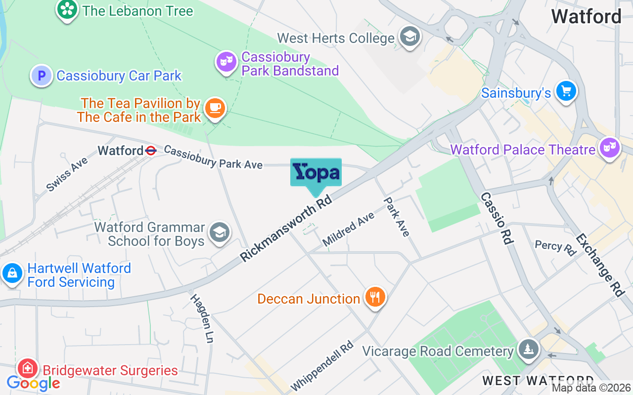 Map showing the location of WD18 7HT