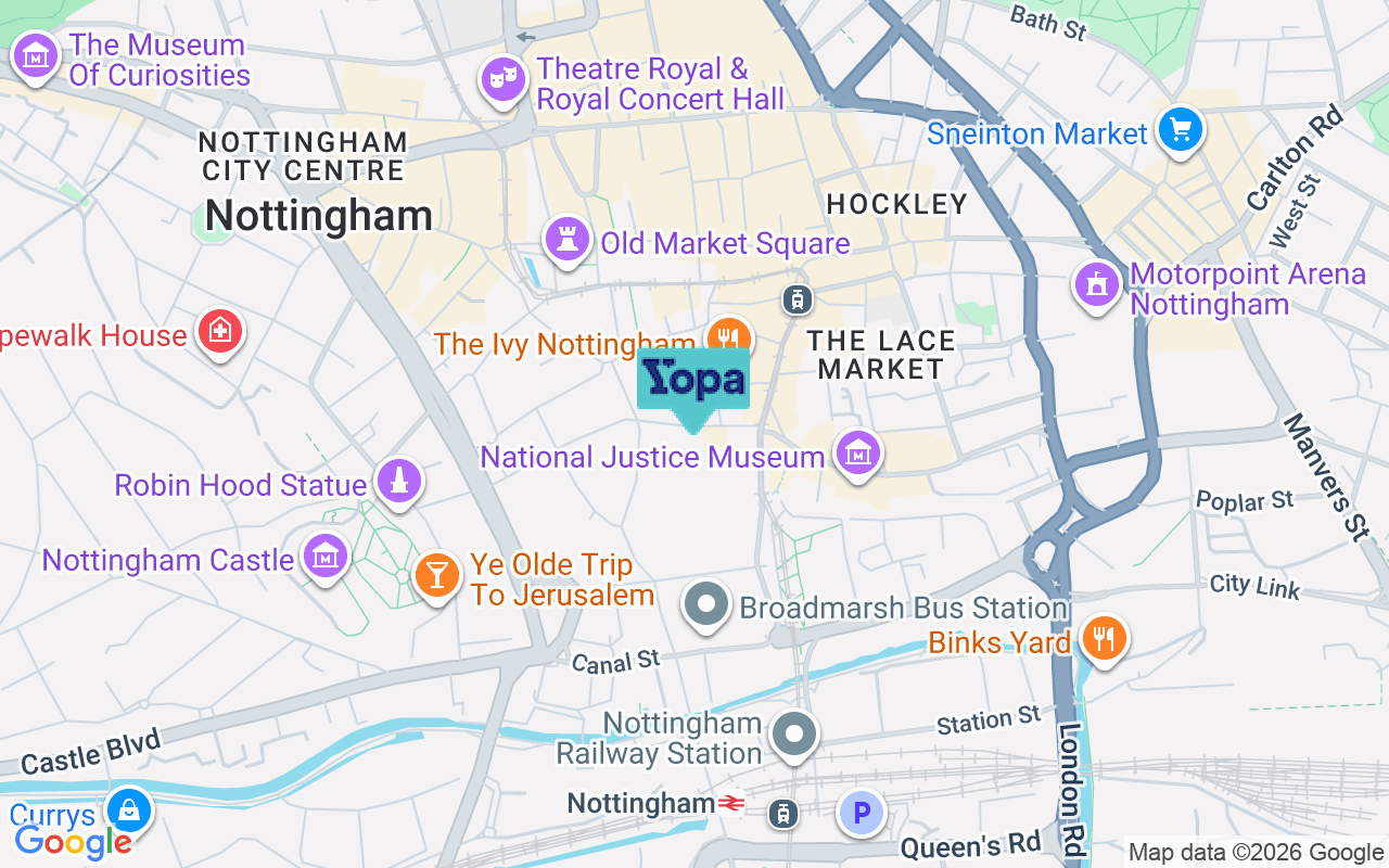 Map showing the location of NG1 7DG