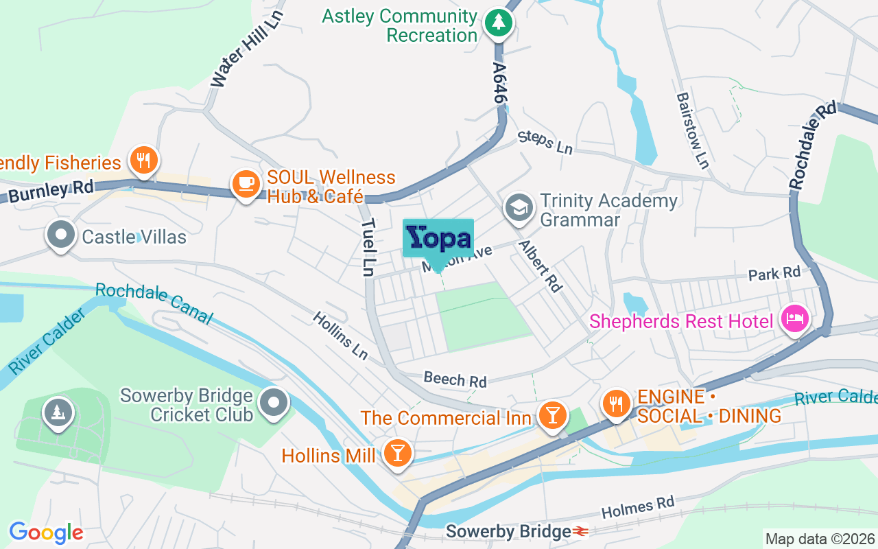 Map showing the location of HX6 2NJ
