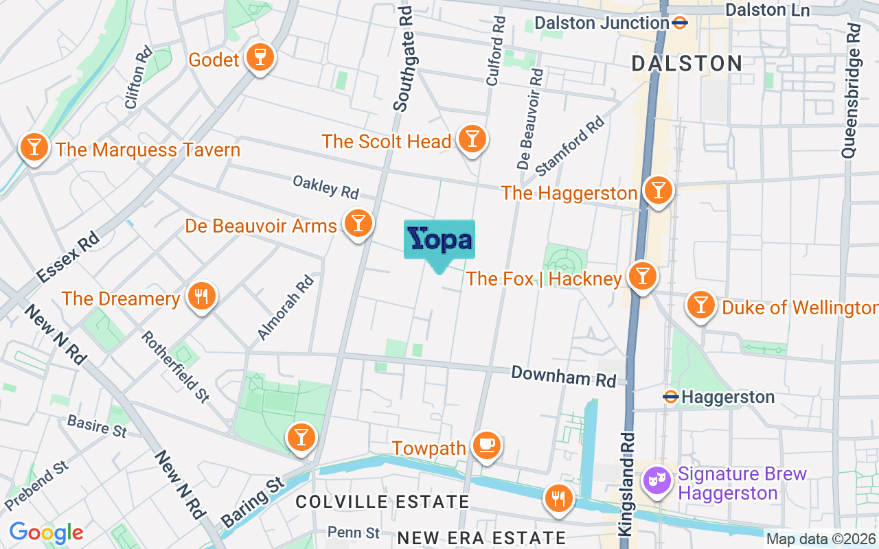 Map showing the location of N1 4ED