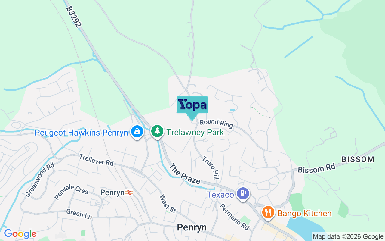 Map showing the location of TR10 8AN