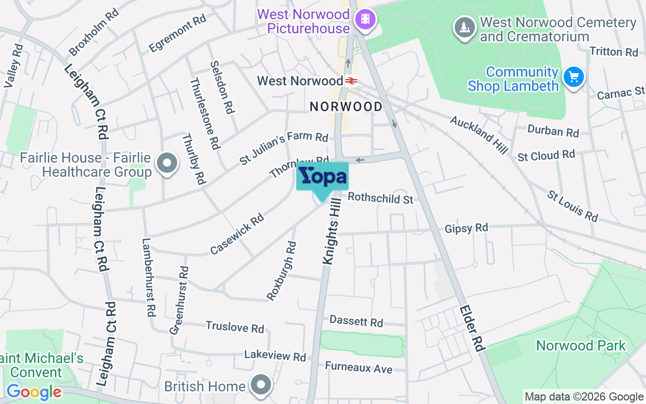 Map showing the location of SE27 0SR