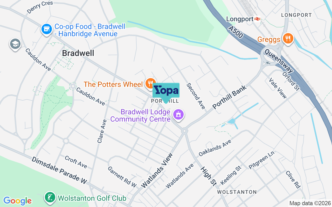 Map showing the location of ST5 8PS