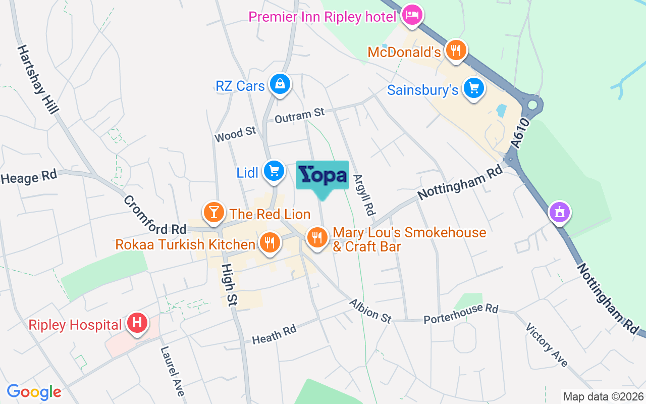 Map showing the location of DE5 3LD