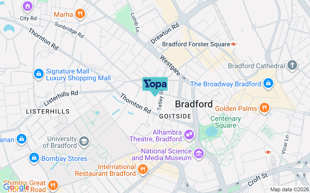Map showing the location of BD1 2NB