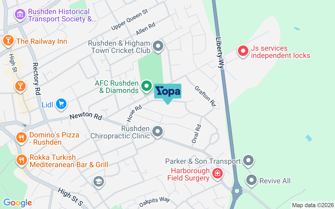 Map showing the location of NN10 0JB