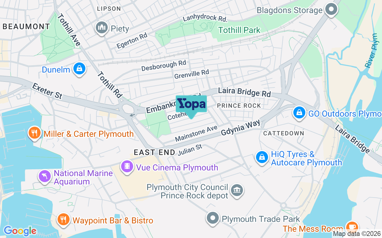 Map showing the location of PL4 9NF