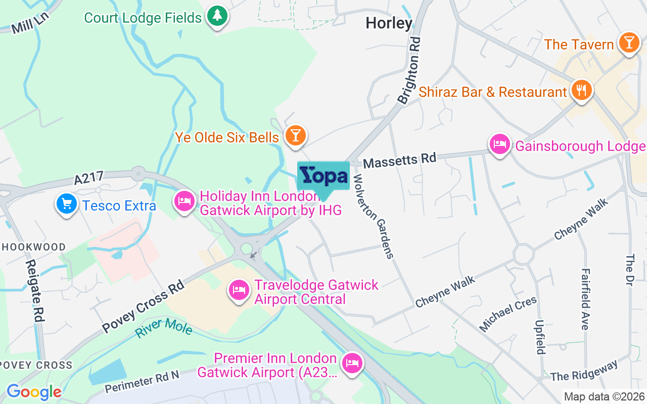 Map showing the location of RH6 7EE