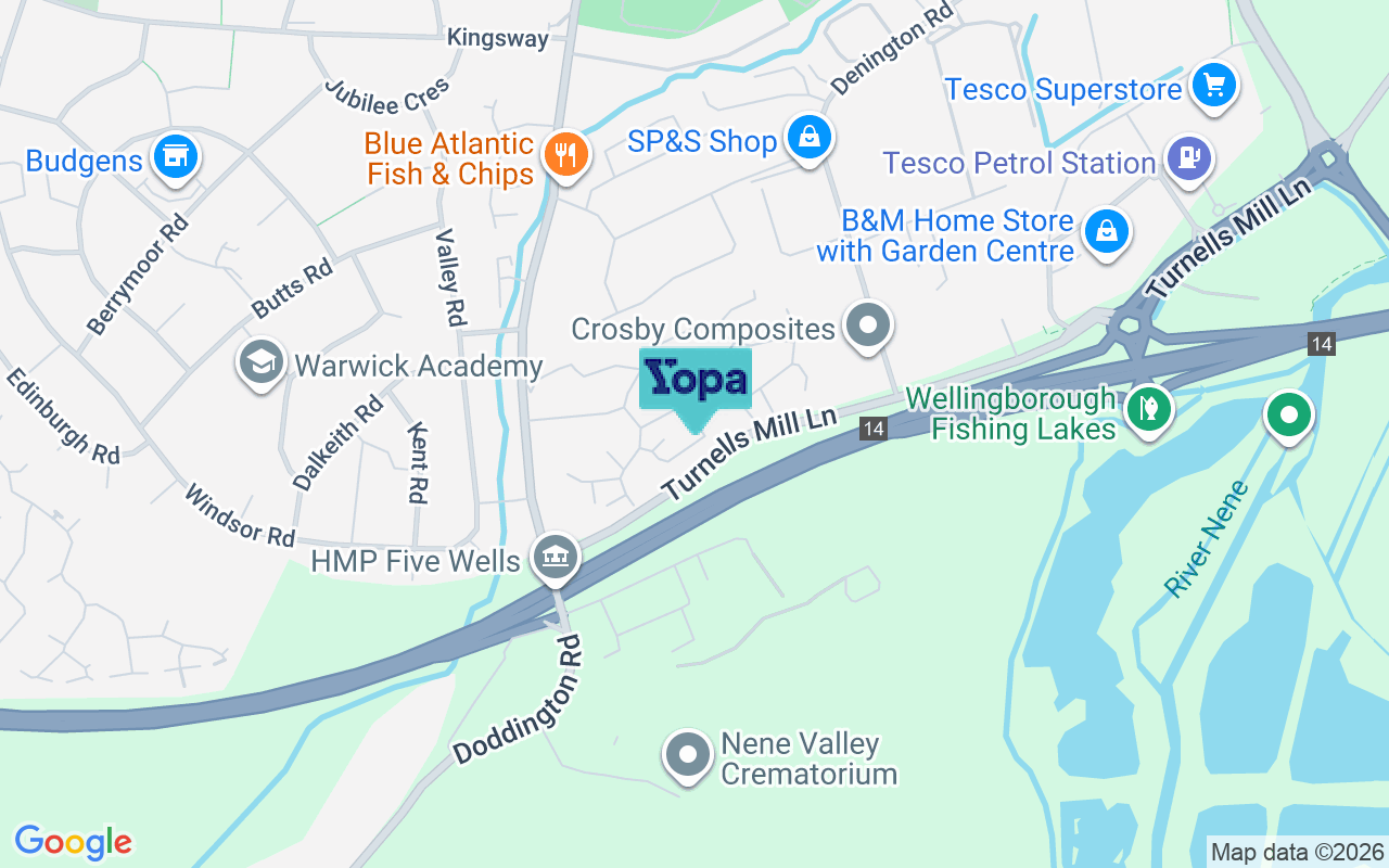Map showing the location of NN8 2QL
