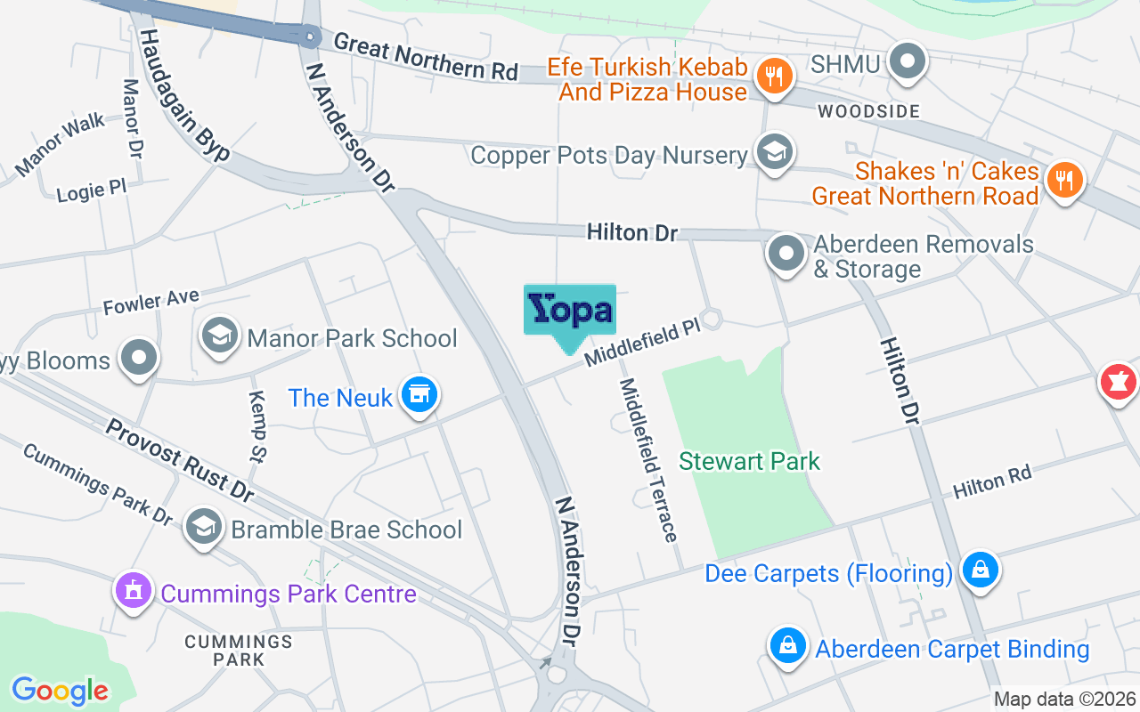 Map showing the location of AB24 4PA