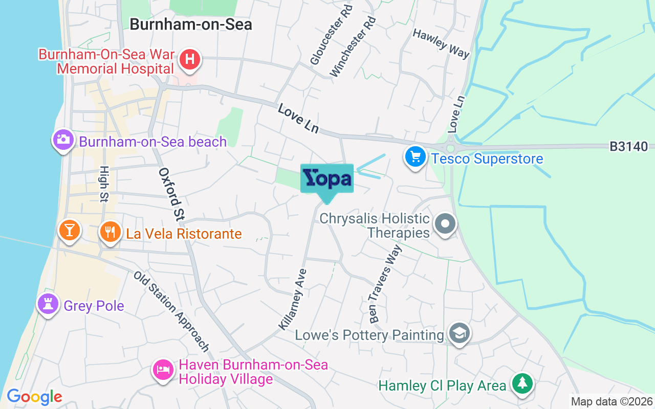 Map showing the location of TA8 1HE