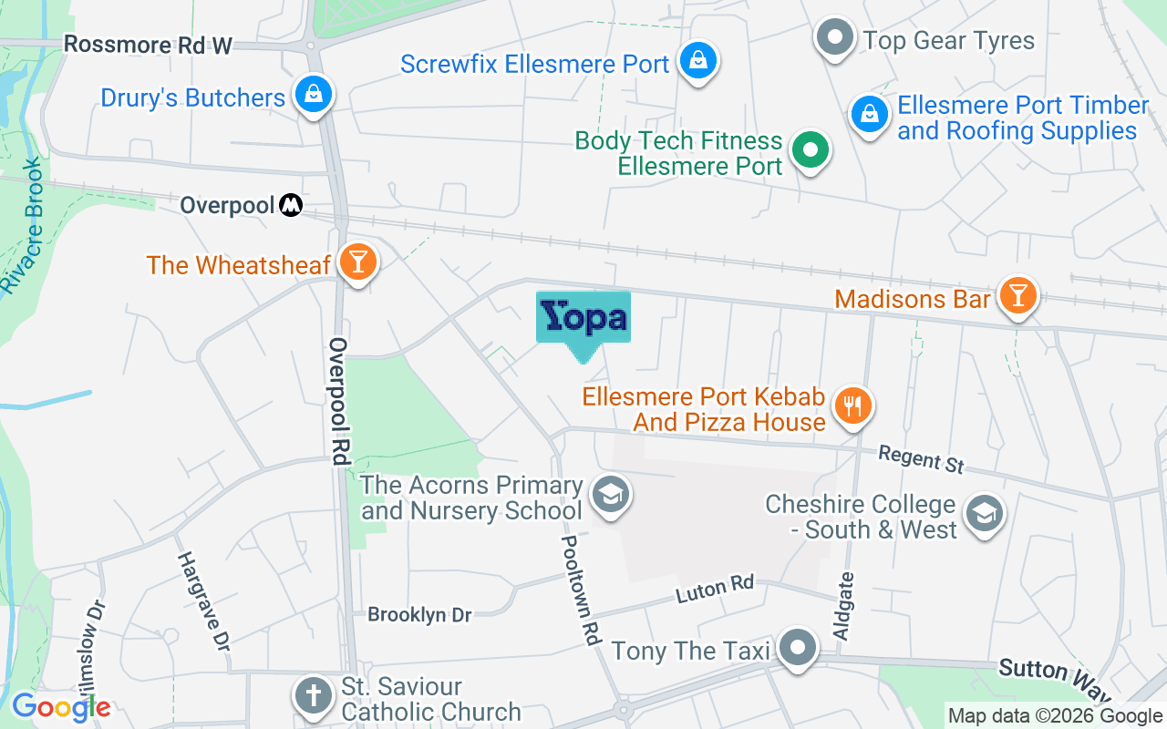 Map showing the location of CH65 8HW