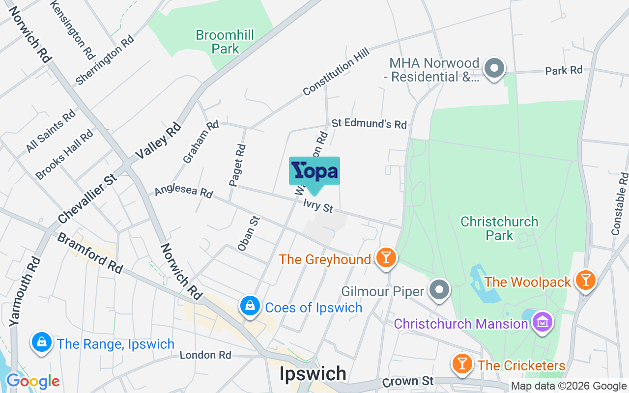 Map showing the location of IP1 3QW
