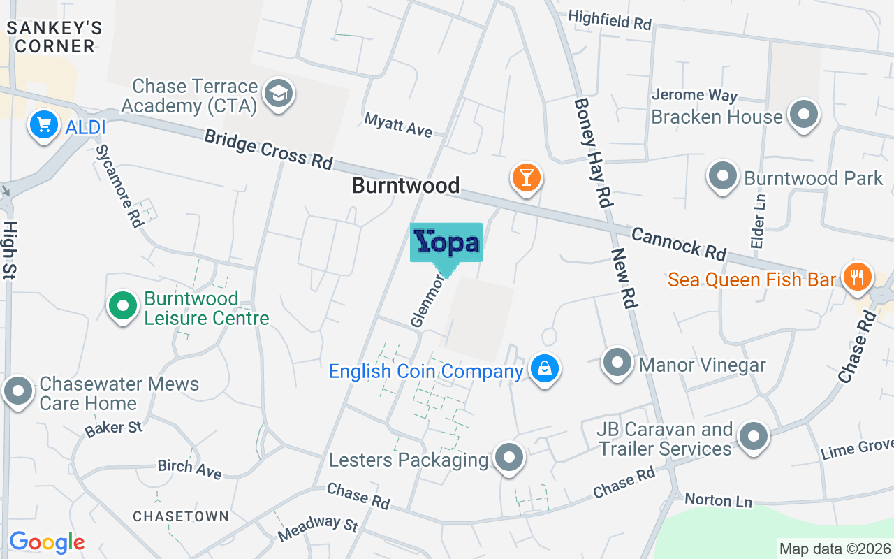 Map showing the location of WS7 4UW