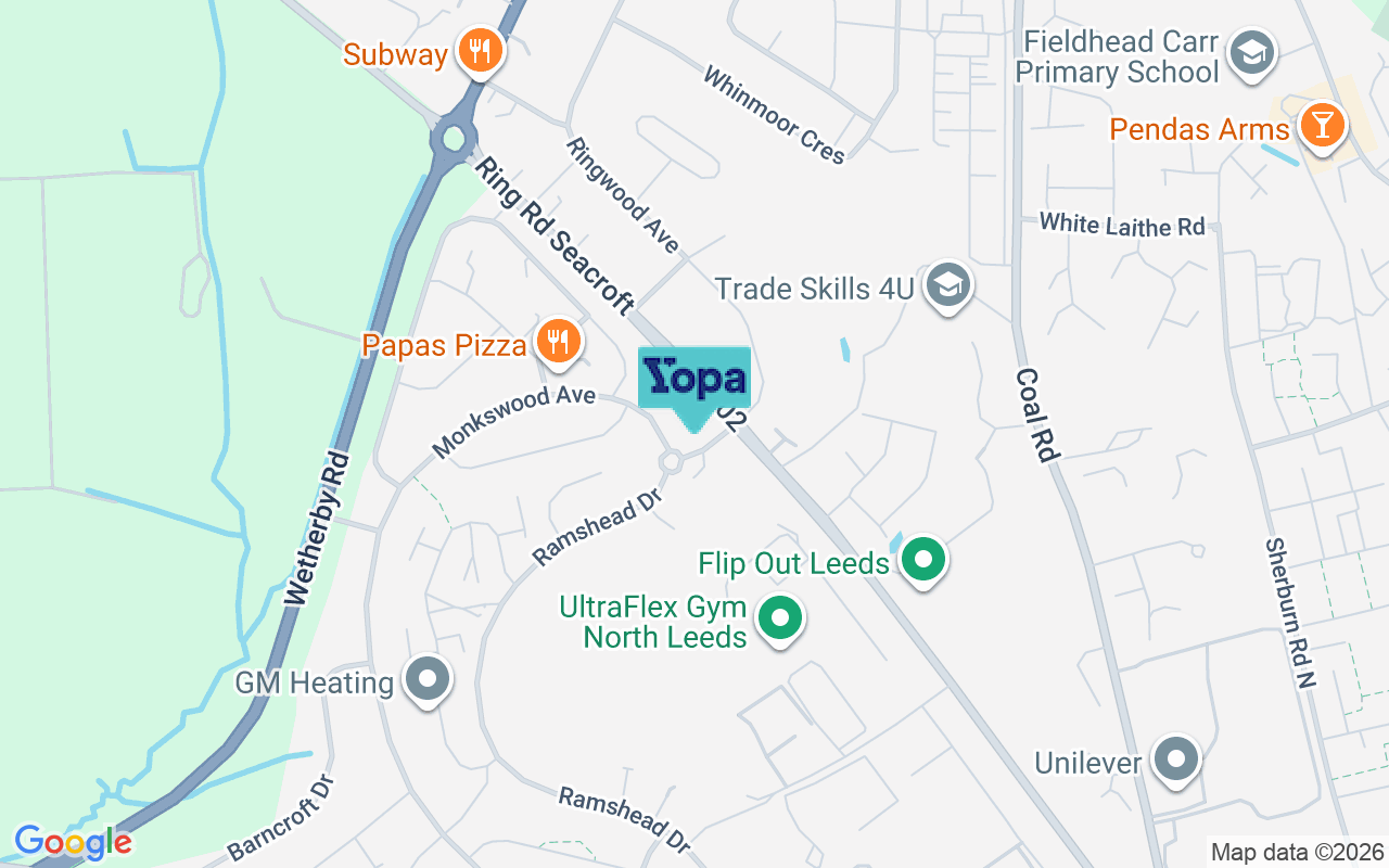 Map showing the location of LS14 1DJ