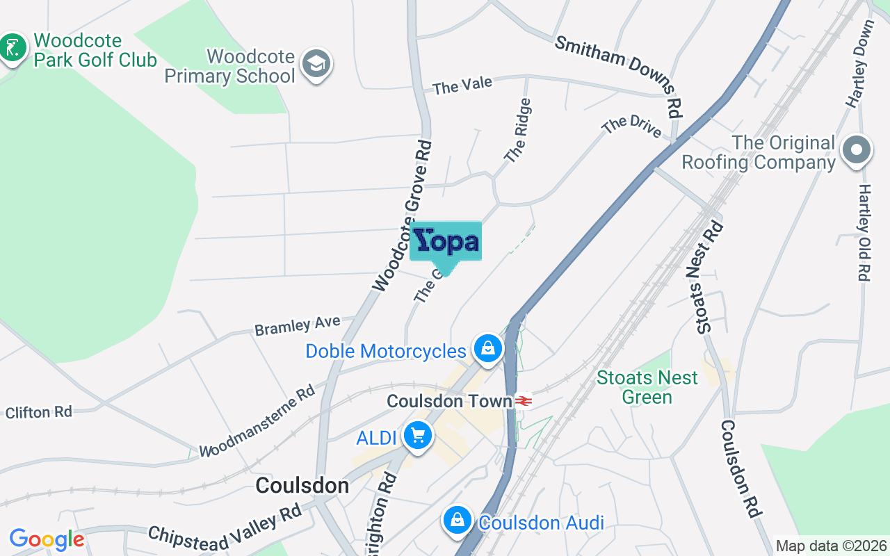 Map showing the location of CR5 2BH