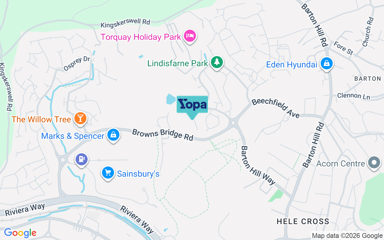 Map showing the location of TQ2 7DT