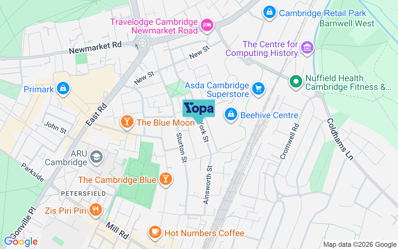 Map showing the location of CB1 2PZ