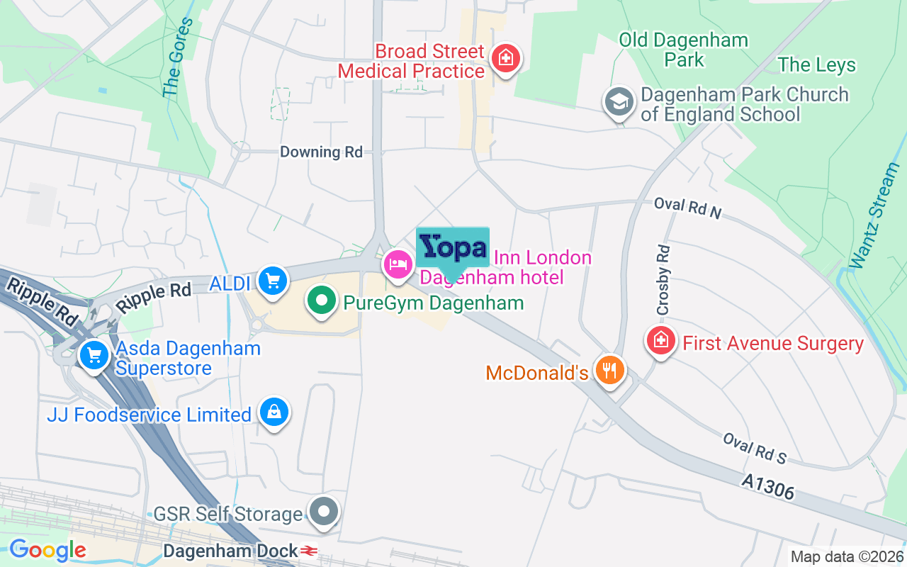 Map showing the location of RM10 9NH