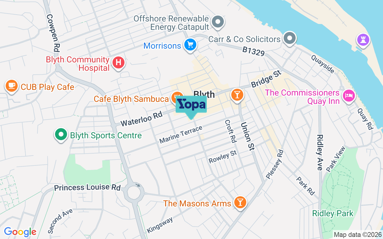 Map showing the location of NE24 2LA