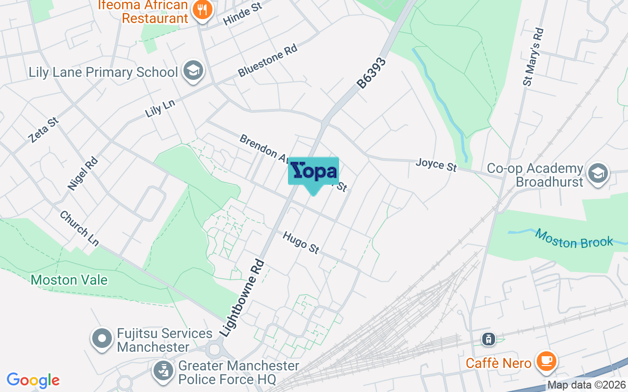 Map showing the location of M40 5FG