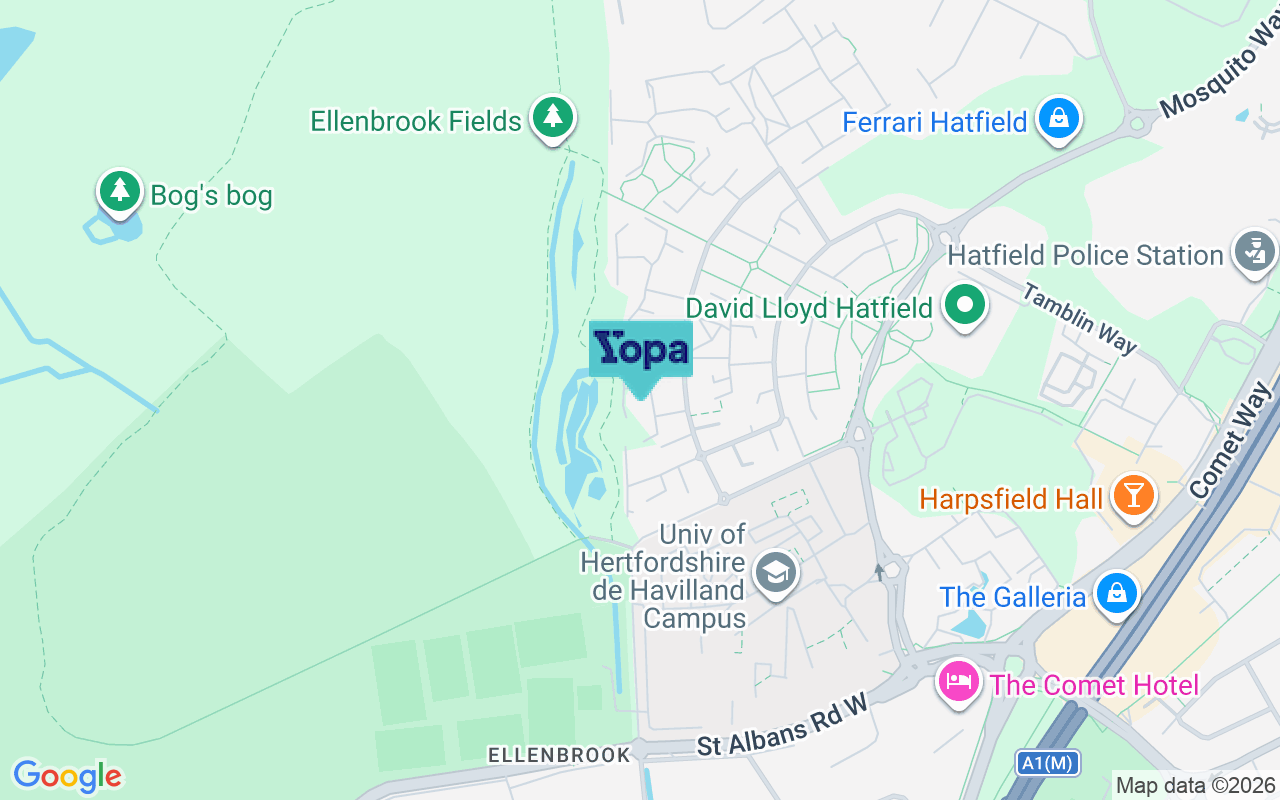 Map showing the location of AL10 9LU