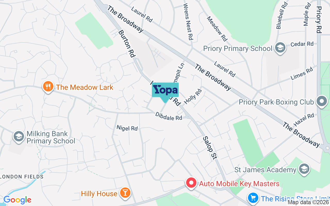 Map showing the location of DY1 2RT