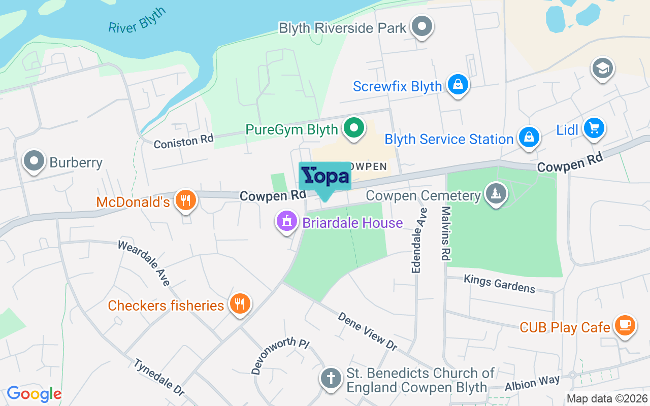 Map showing the location of NE24 5HS