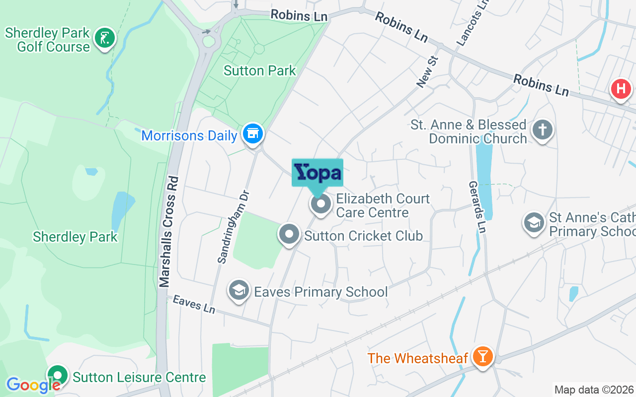 Map showing the location of WA9 3XF