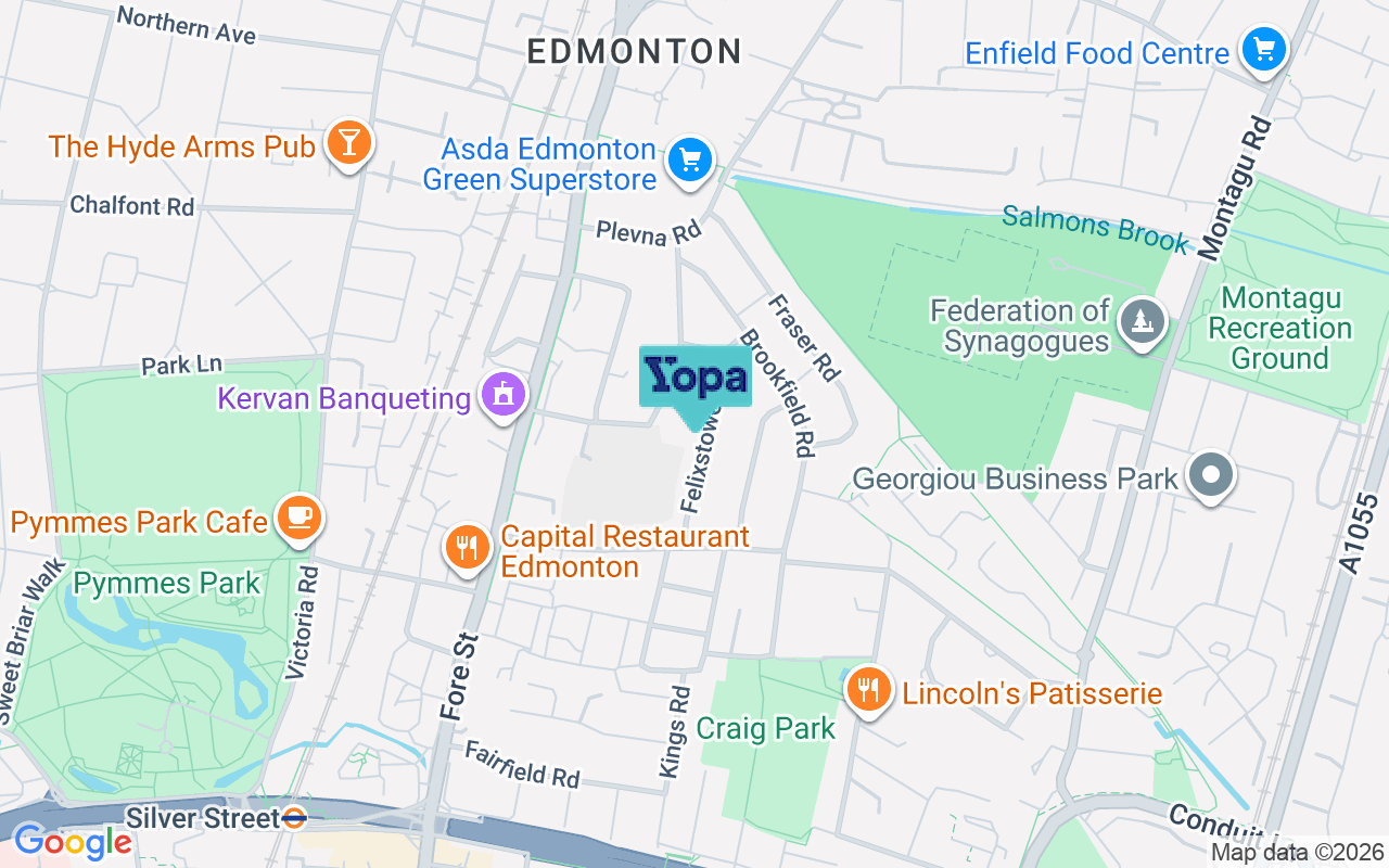 Map showing the location of N9 0DX