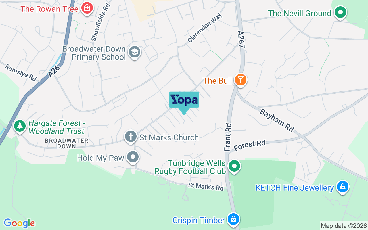 Map showing the location of TN2 5NL