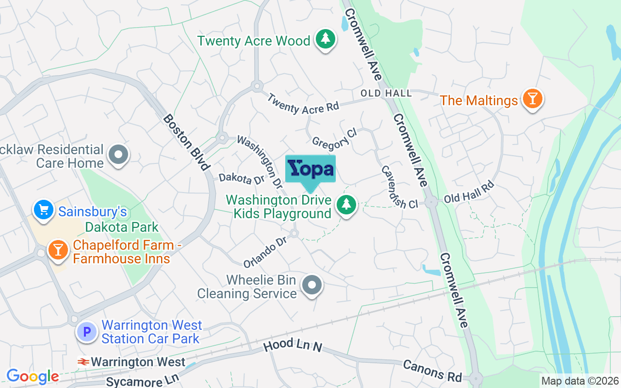 Map showing the location of WA5 8WX