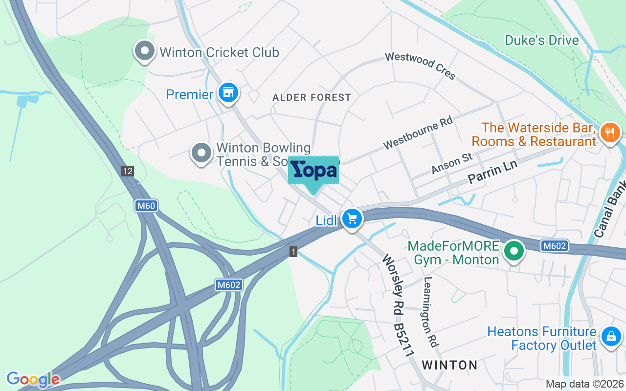 Map showing the location of M30 8JA