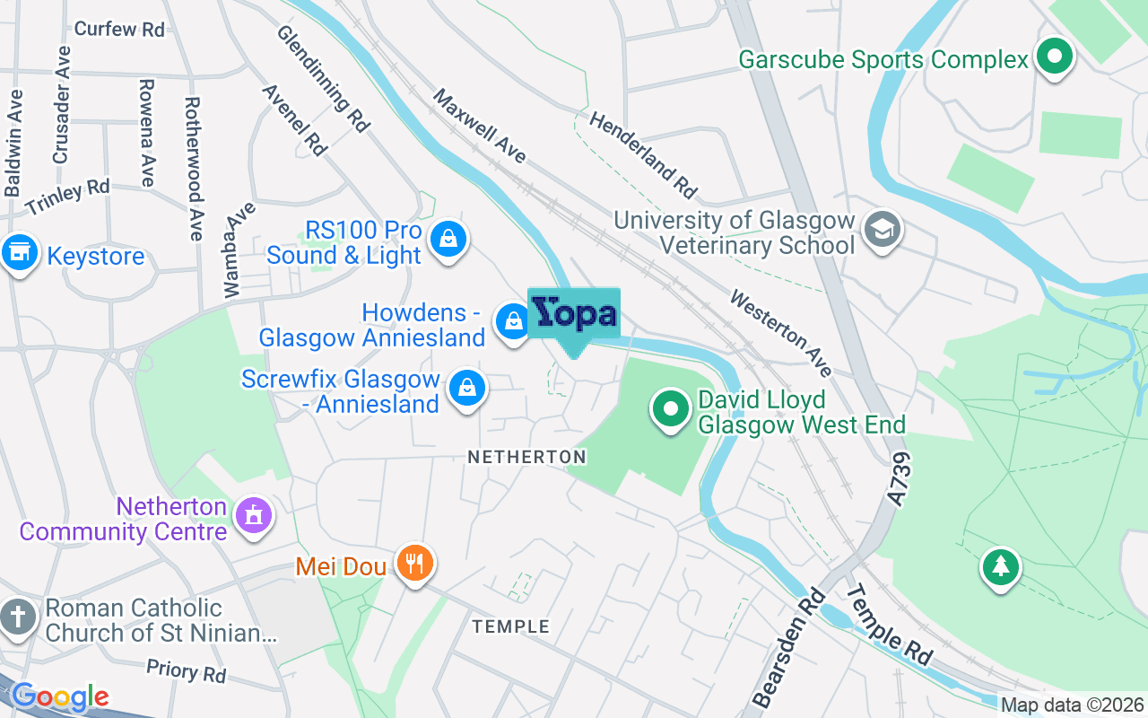 Map showing the location of G13 1BF