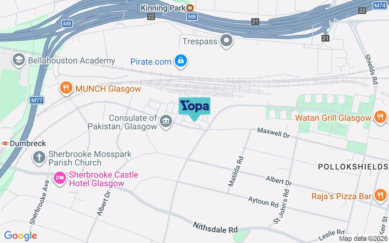 Map showing the location of G41 5JT
