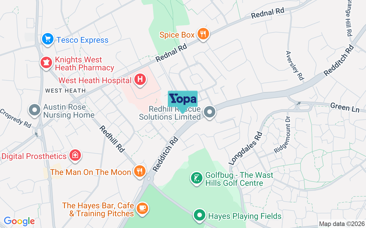 Map showing the location of B38 8JY