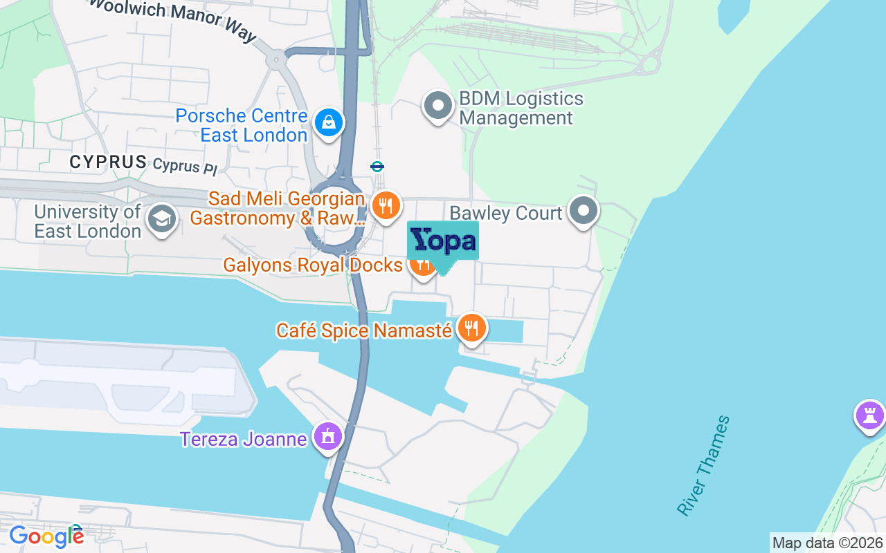 Map showing the location of E16 2QN