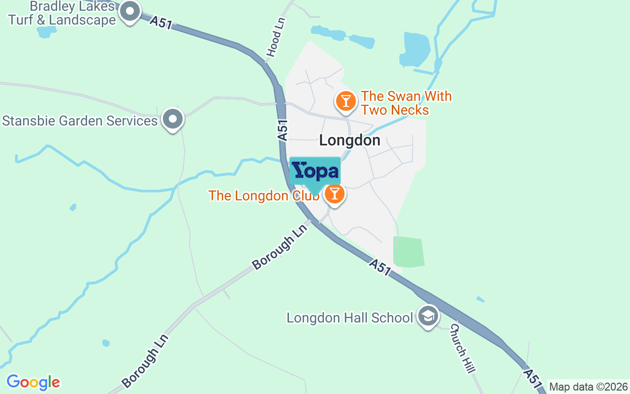 Map showing the location of WS15 4PB