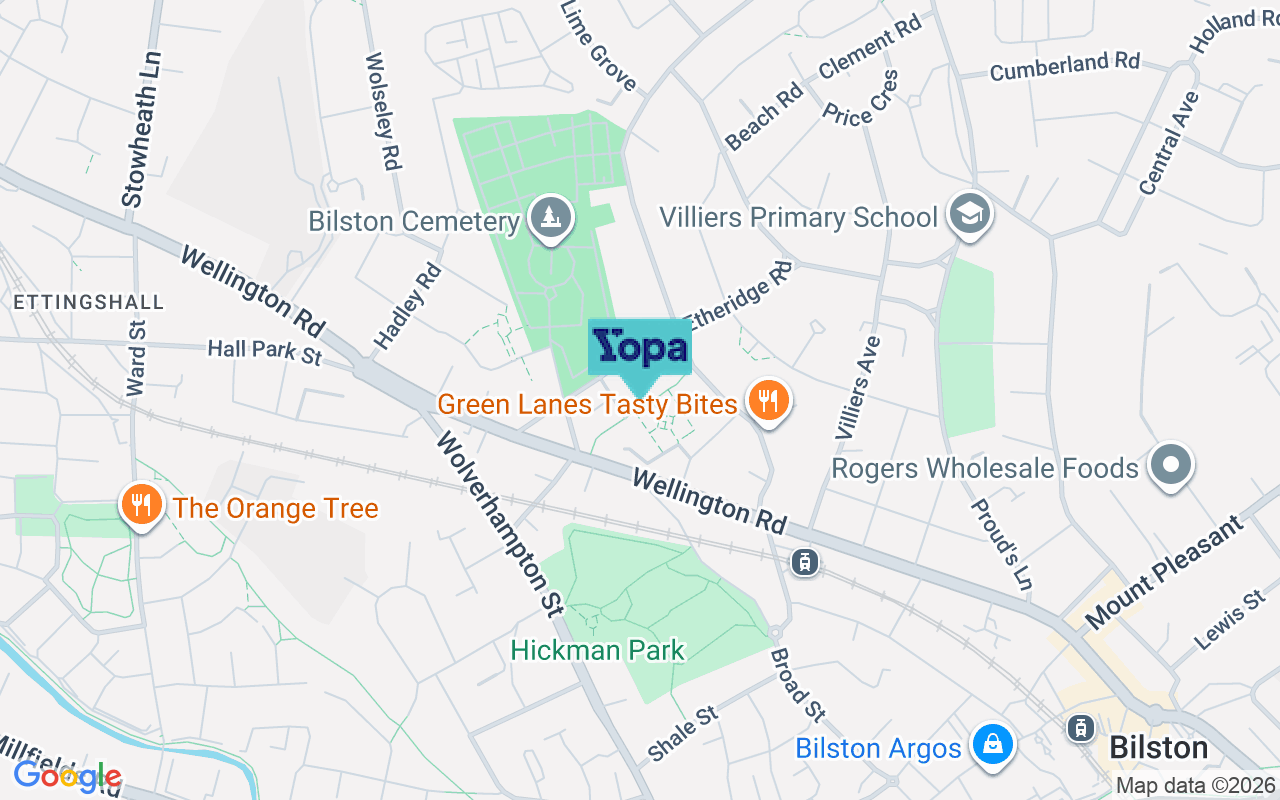 Map showing the location of WV14 6BP