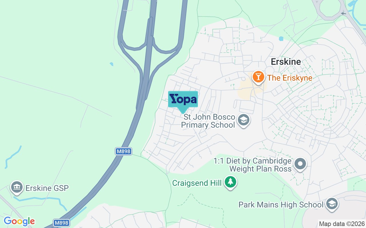 Map showing the location of PA8 6DE