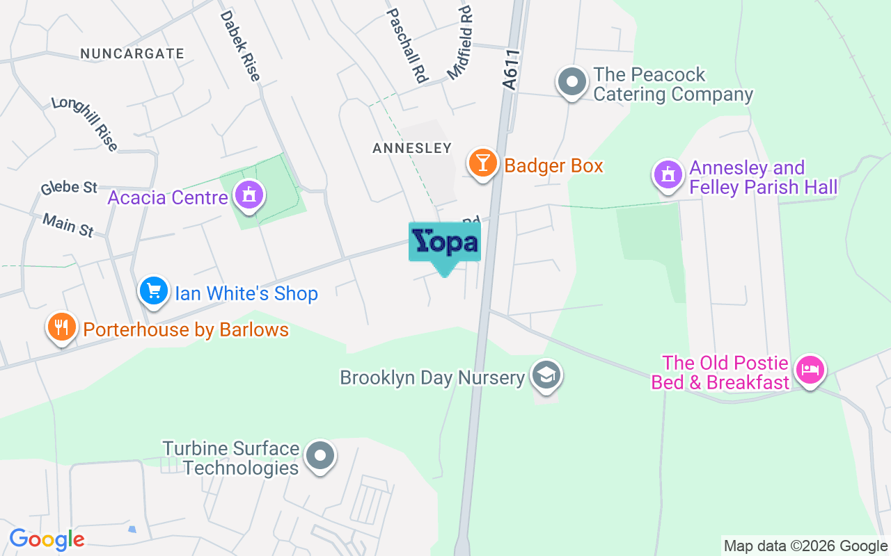 Map showing the location of NG15 0BZ