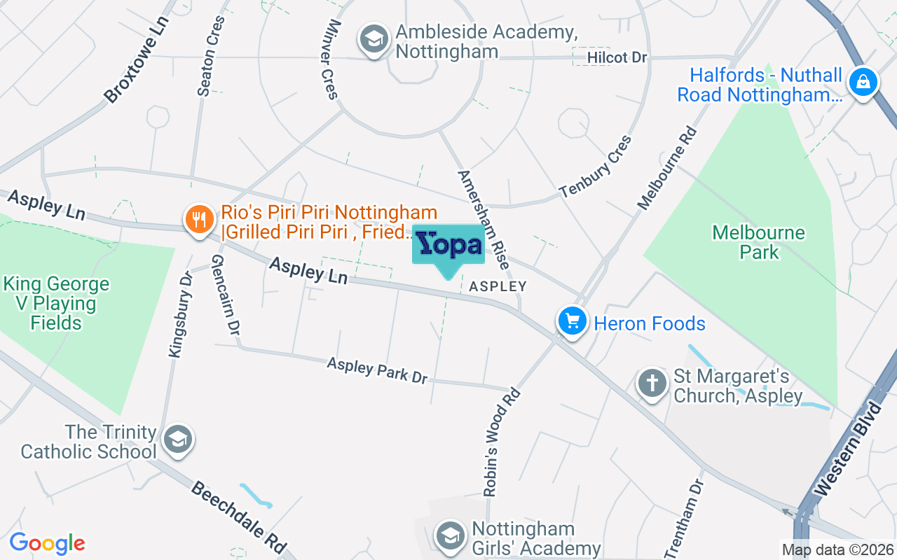 Map showing the location of NG8 5RS