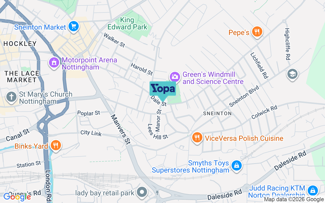 Map showing the location of NG2 4LE