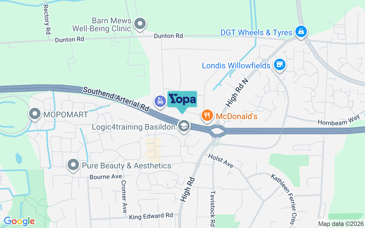 Map showing the location of SS15 4AW