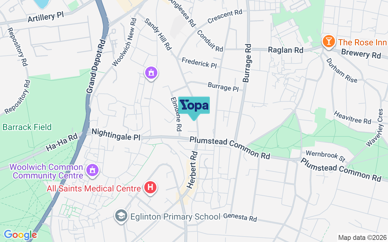 Map showing the location of SE18 7BA