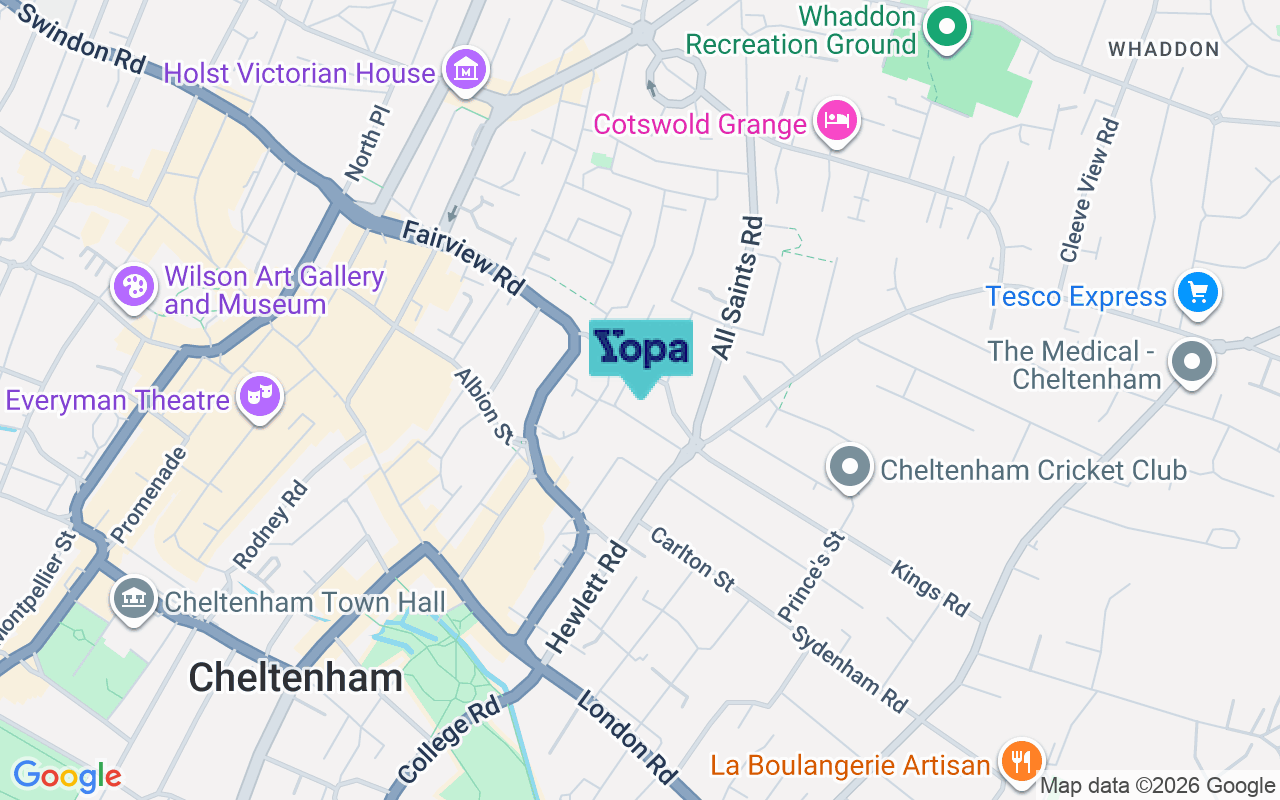 Map showing the location of GL52 6AW