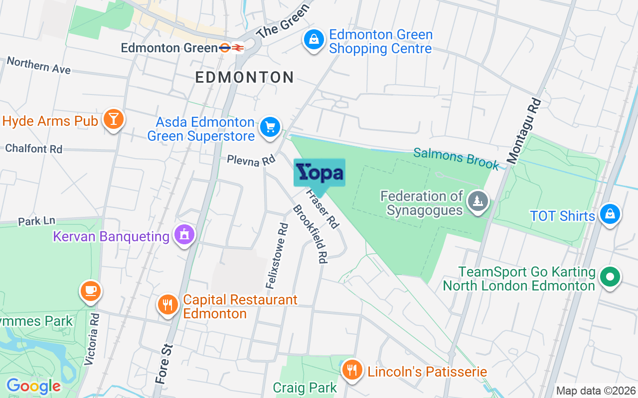 Map showing the location of N9 0BX
