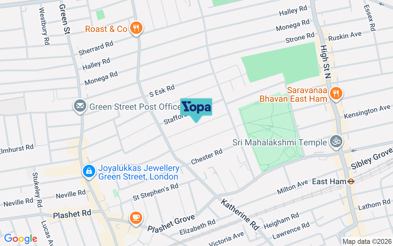 Map showing the location of E7 8NH