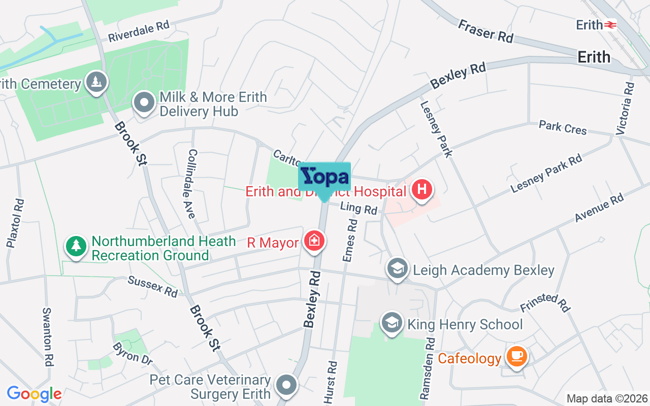 Map showing the location of DA8 3EU