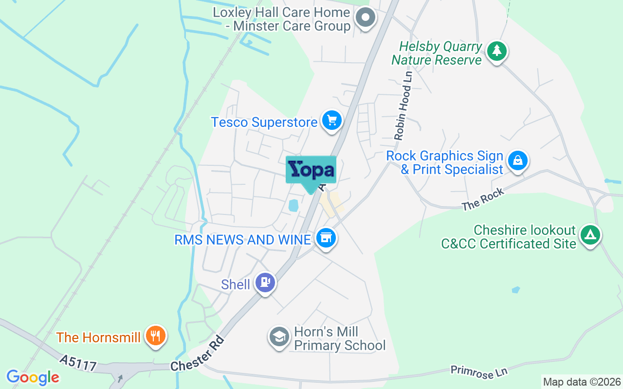 Map showing the location of WA6 0FN